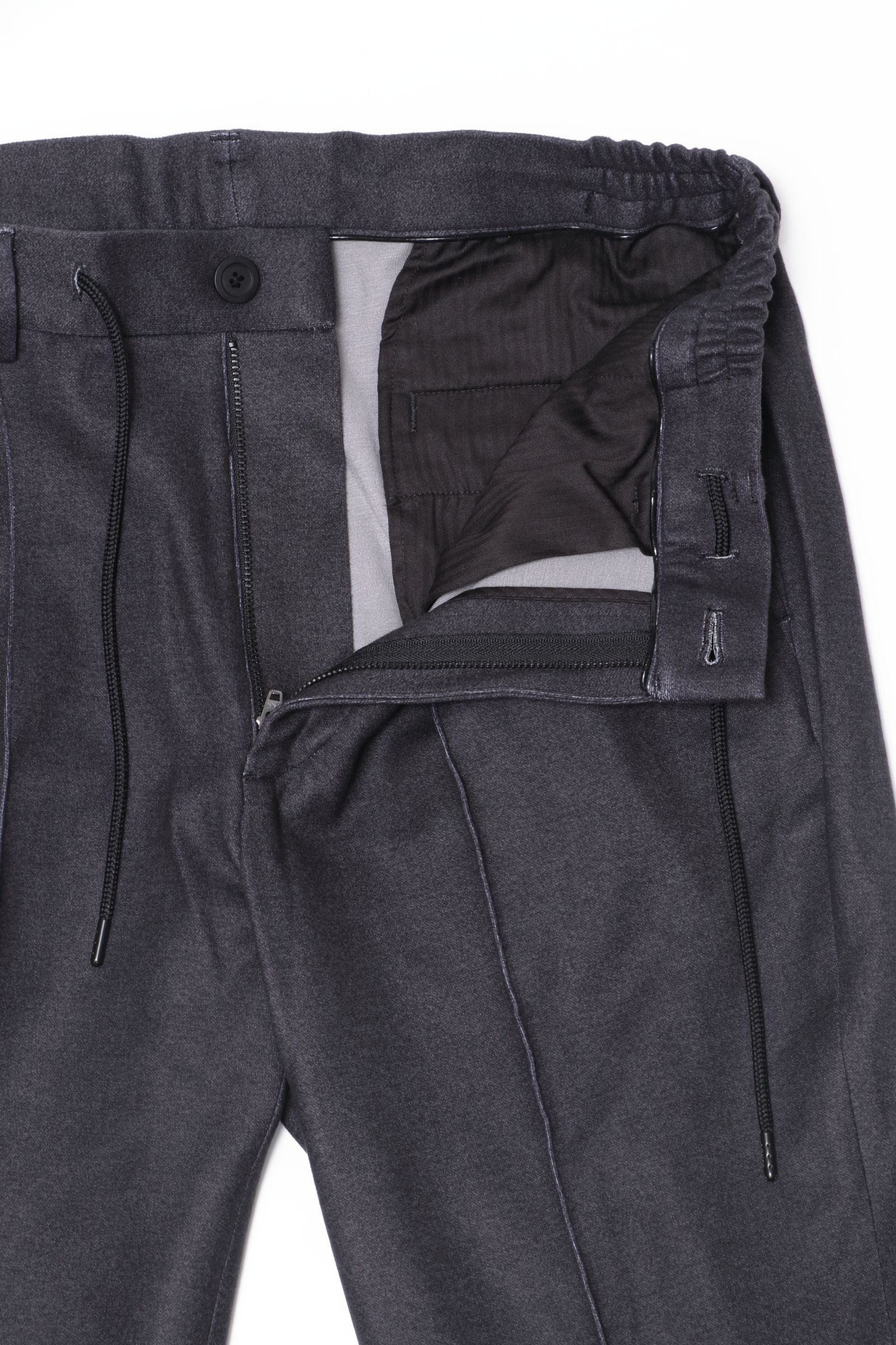 【セットアップあり】"THE FIRST CLASS" CERVINO ウォームジャージ 1プリーツ テーパード イージースラックス / BLK ブラック