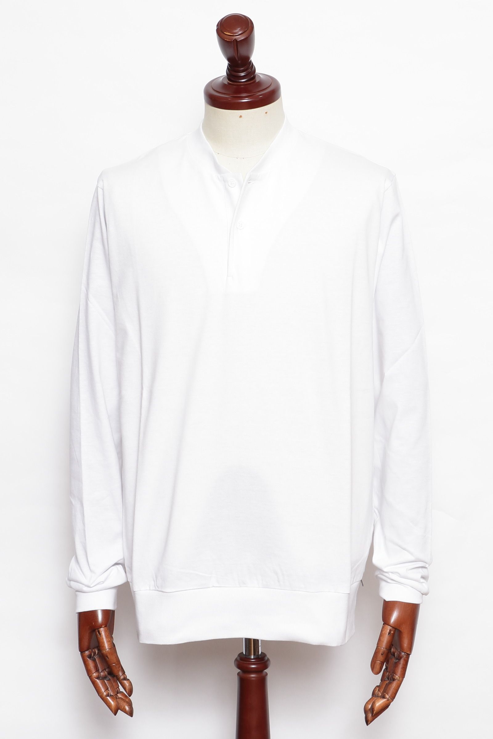 GRILLO LUNGO コットン ヘンリーネック 長袖 カットソー / ホワイト