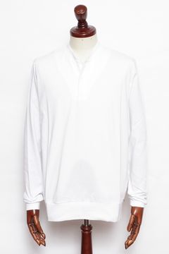 GRILLO LUNGO コットン ヘンリーネック 長袖 カットソー / ホワイト