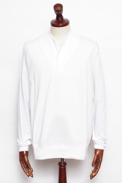 GRILLO LUNGO コットン ヘンリーネック 長袖 カットソー / ホワイト