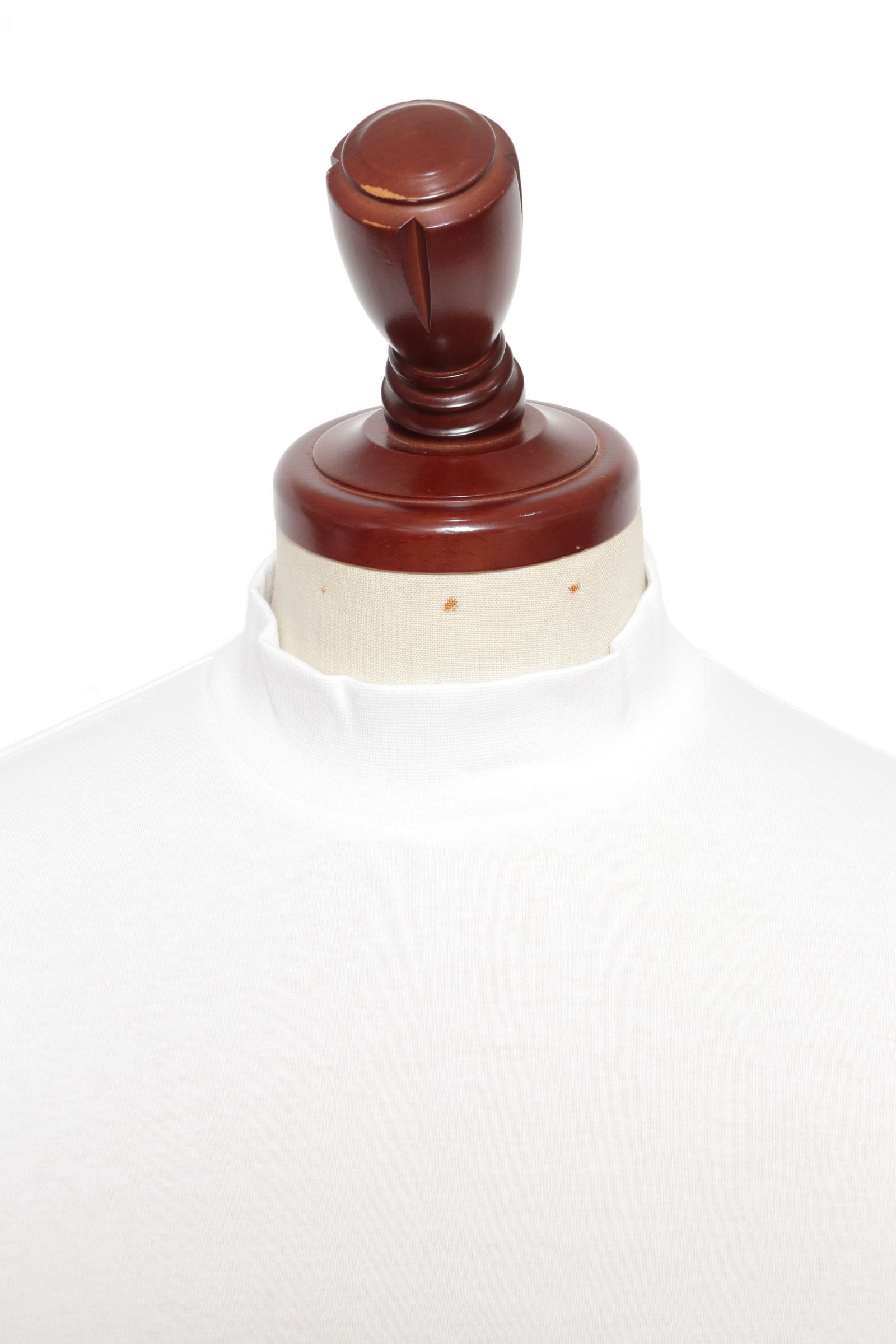 【サイズ50まで】FIANO LUNGO コットン モックネック 長袖 カットソー / ホワイト