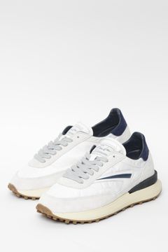 Athleta ナイロン × スウェード ランシュータイプ スニーカー / ホワイト x ブルー