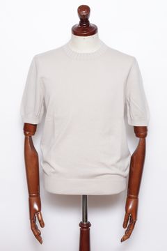 14ゲージ ソフトコットン クルーネック半袖ニット / ベージュ 12