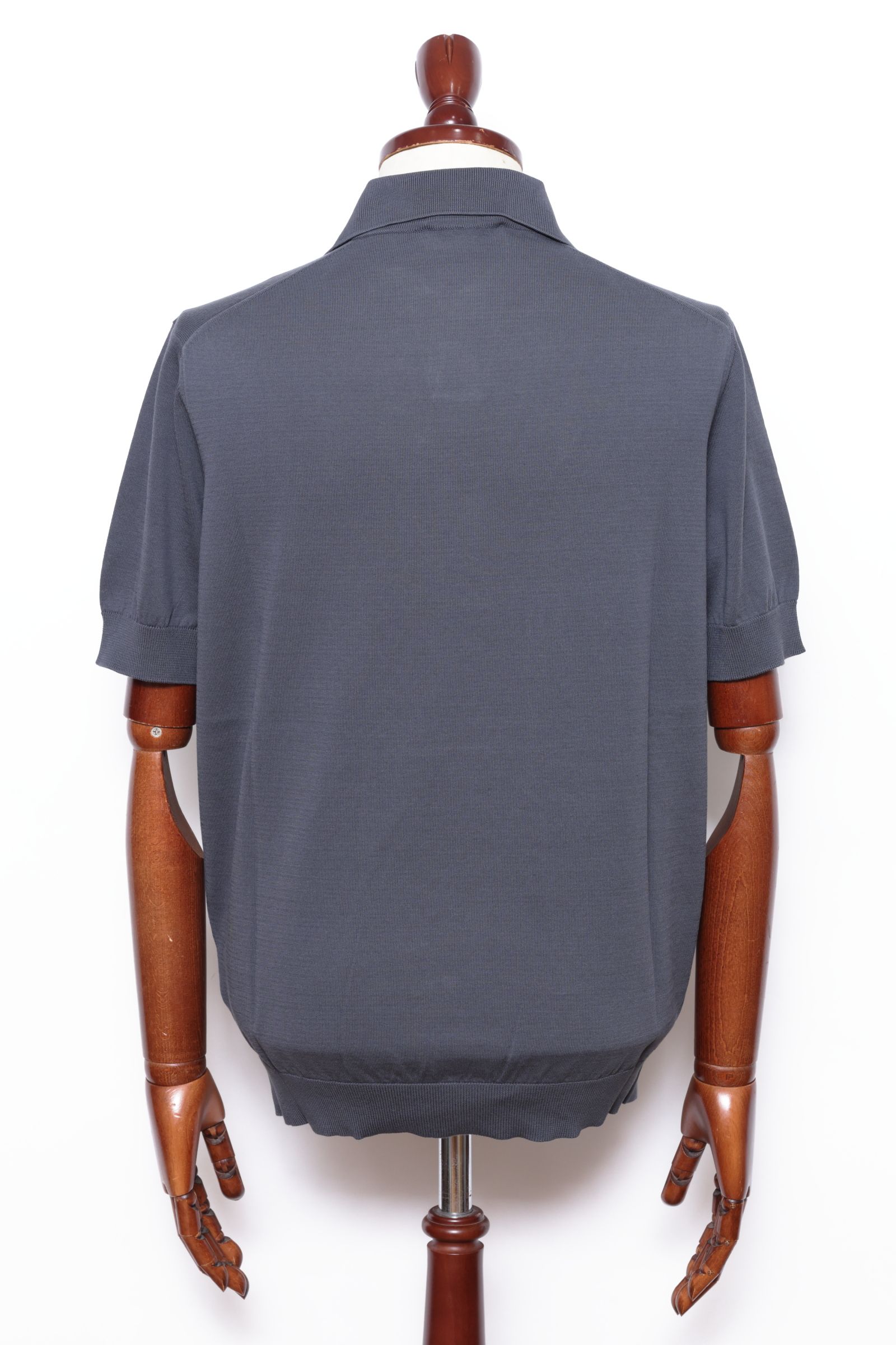 干場氏モデル クレープコットン ショートスリーブ スキッパーポロ / グレー