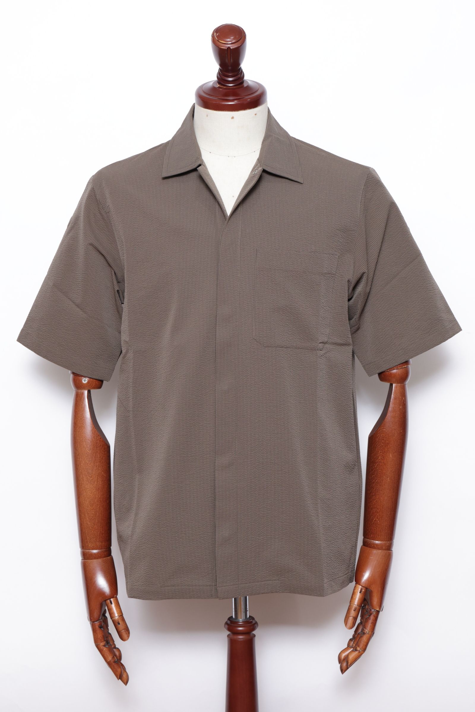 【セットアップあり】PT000093U 撥水ポリエステル シアサッカー ショートスリーブ シャツ / 7745 カーキ