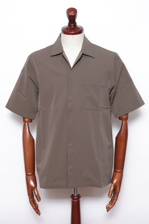 【セットアップあり】PT000093U 撥水ポリエステル シアサッカー ショートスリーブ シャツ / 7745 カーキ