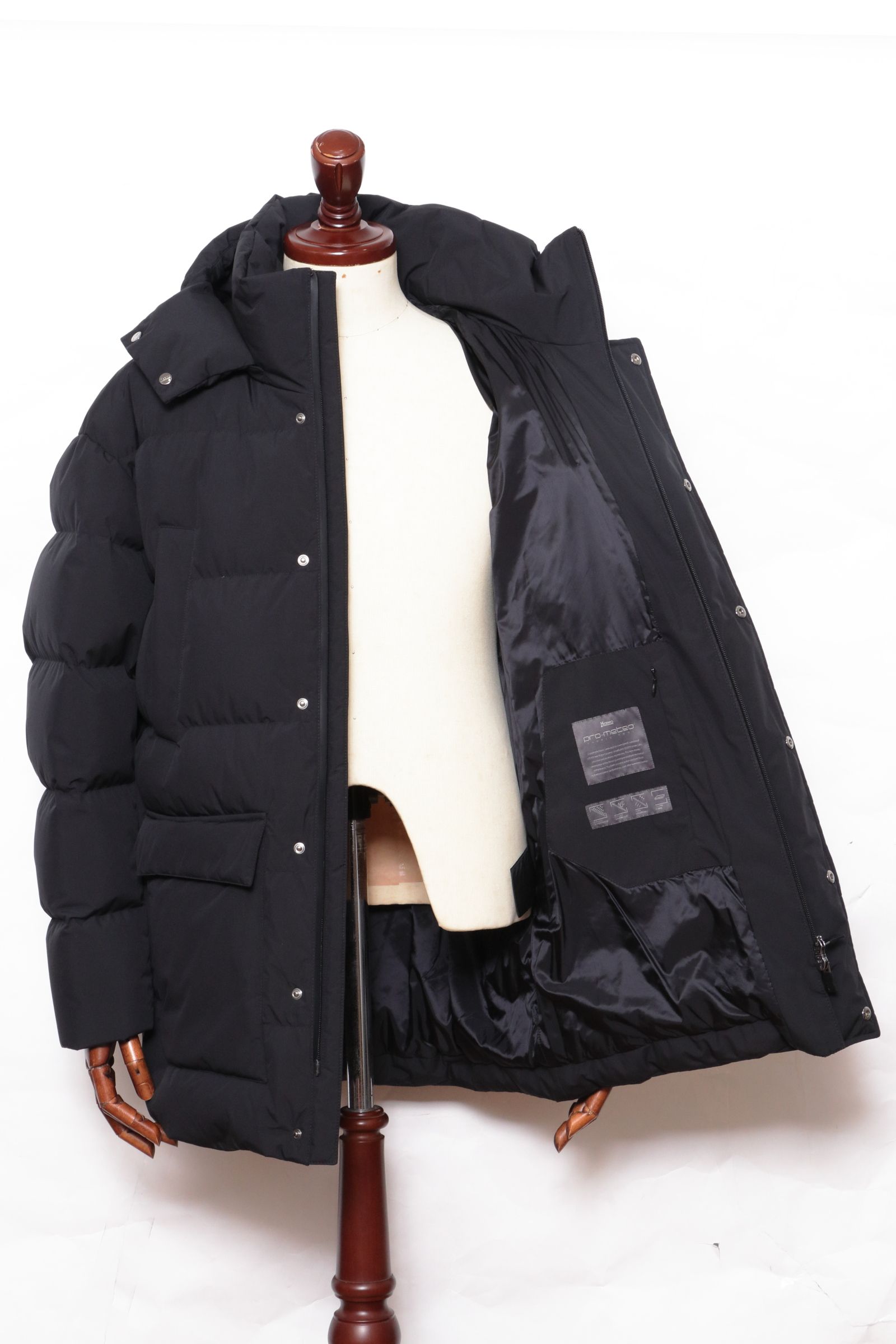 【FUNCTIONAL WARDROBE】 PI001292U  2レイヤーダウンフーディーコート / ブラック 9300