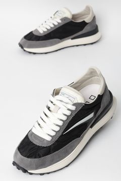 Athleta ナイロン × スウェード ランシュータイプ スニーカー / ブラック × グレー