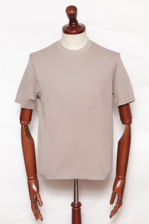 JG000206U ジャージニットエフェクト コットン クルーネック Tシャツ / グレージュ