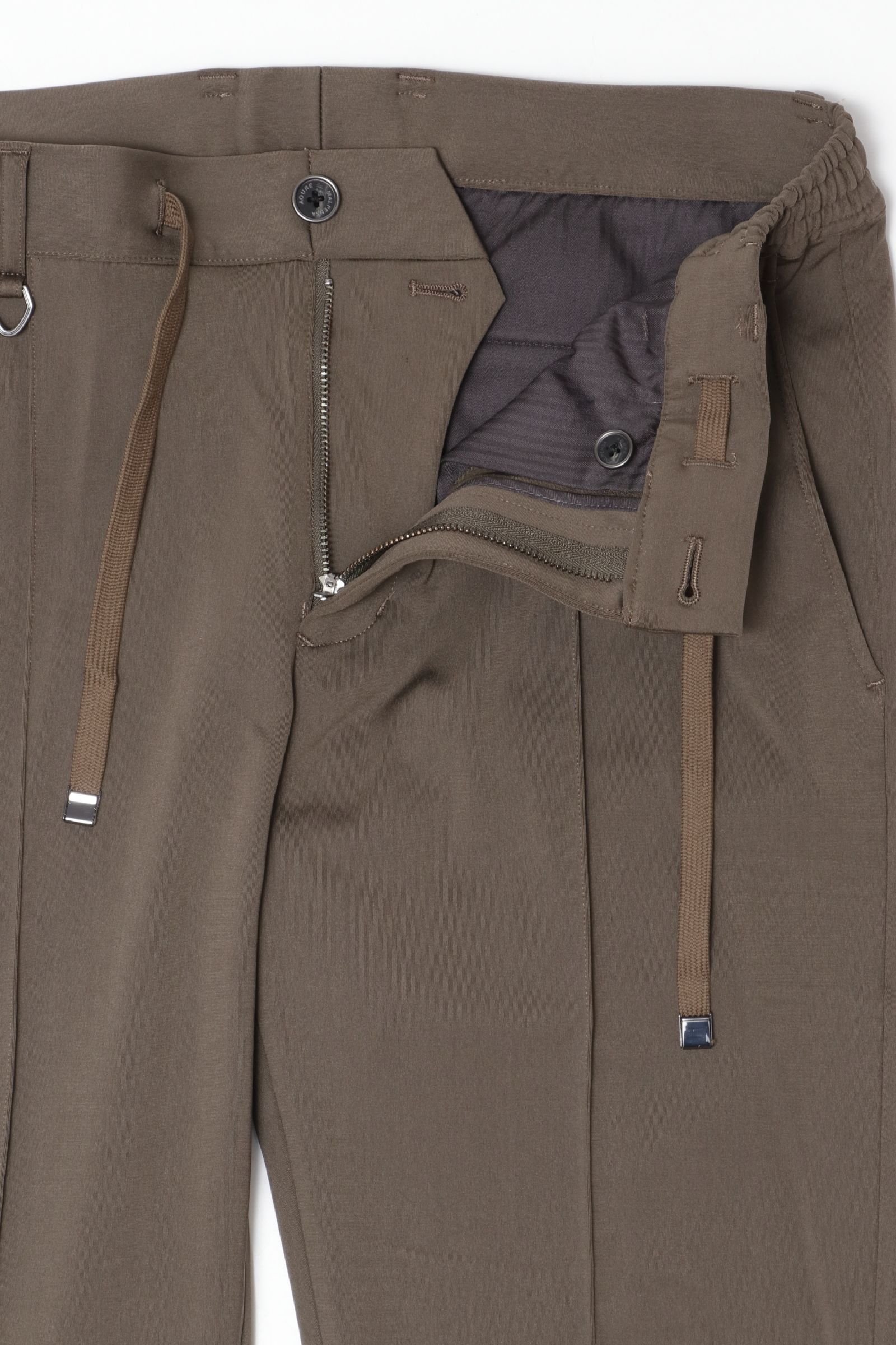 【セットアップあり】MALPENSA SHINE TRICOT マルペンサシャイントリコ ナイロンストレッチ ノープリーツ テーパード イージースラックス / KKI カーキ