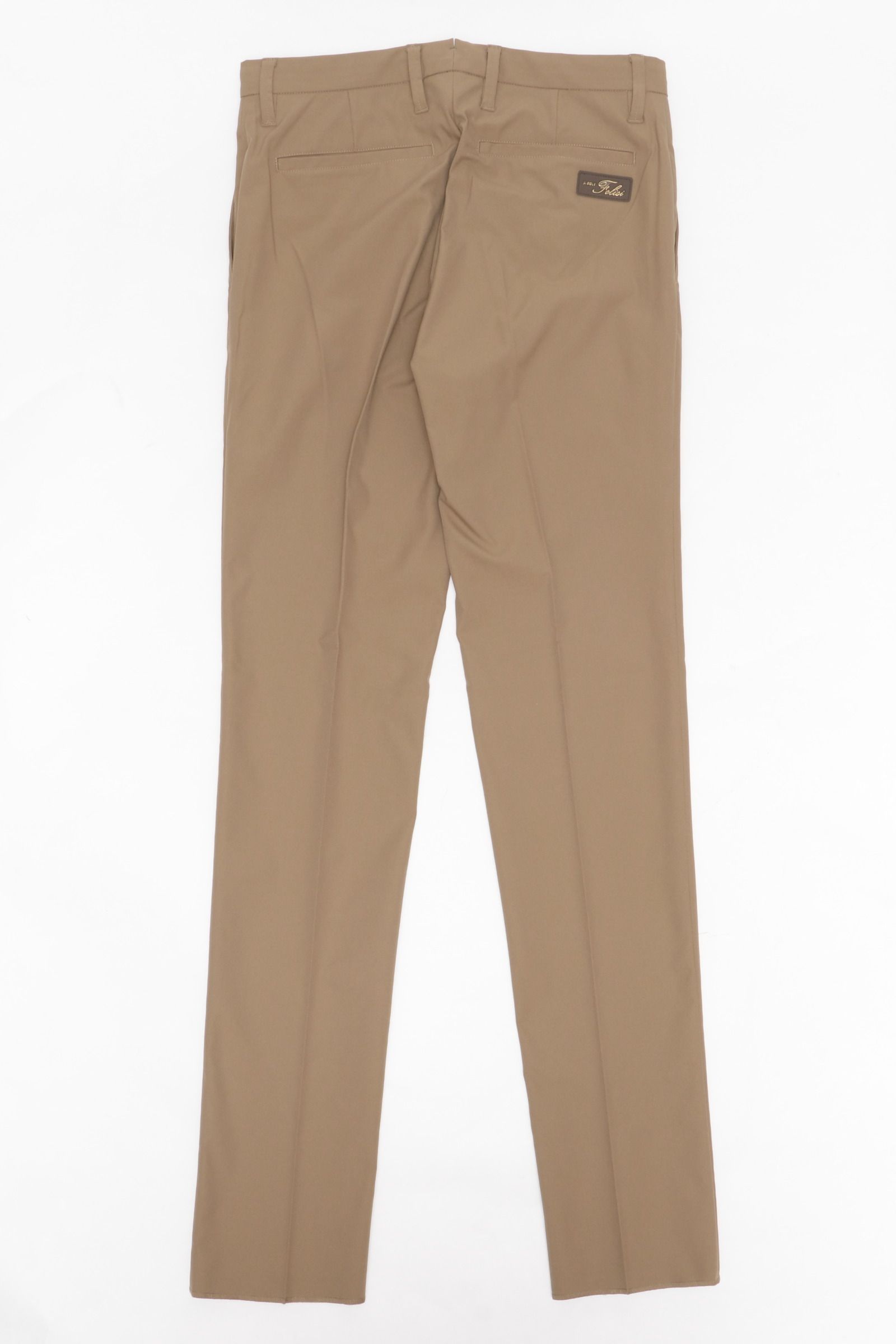 BASIC PANTS コットンライク ストレッチ ポリエステル  スリムフィット パンツ / ベージュ