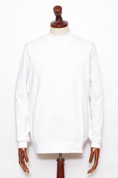 【サイズ50まで】FIANO LUNGO rib jersey コットン リブジャージ モックネック 長袖 カットソー / ホワイト 012