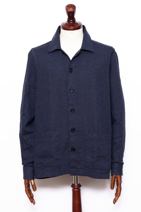 GR401L コットンリネン カバーオール シャツジャケット / ネイビー