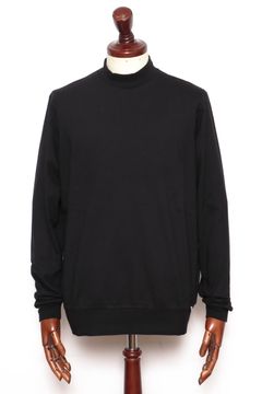 【サイズ50まで】FIANO LUNGO コットン モックネック 長袖 カットソー / ブラック