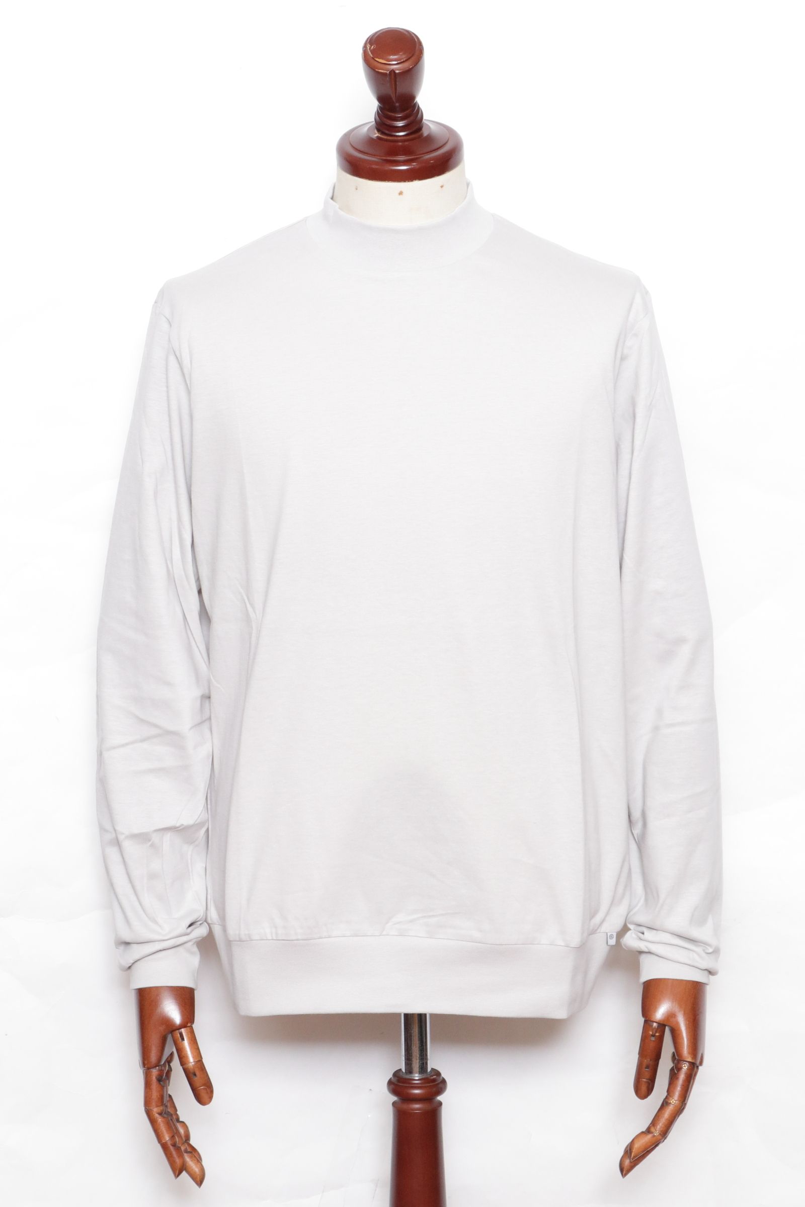 【サイズ50まで】FIANO LUNGO コットン モックネック 長袖 カットソー / アイスグレー 020