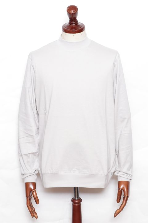 【サイズ50まで】FIANO LUNGO コットン モックネック 長袖 カットソー / アイスグレー 020