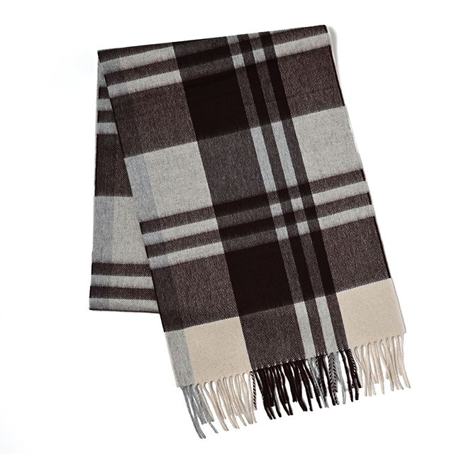 CPG52474 カシミア プライマリー ブラックウォッチ チェック ストール 35 x 190 / ブルーシルバーxアイボリー×バーガンディ