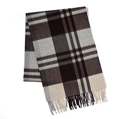 CPG52474 カシミア プライマリー ブラックウォッチ チェック ストール 35 x 190 / ブルーシルバーxアイボリー×バーガンディ