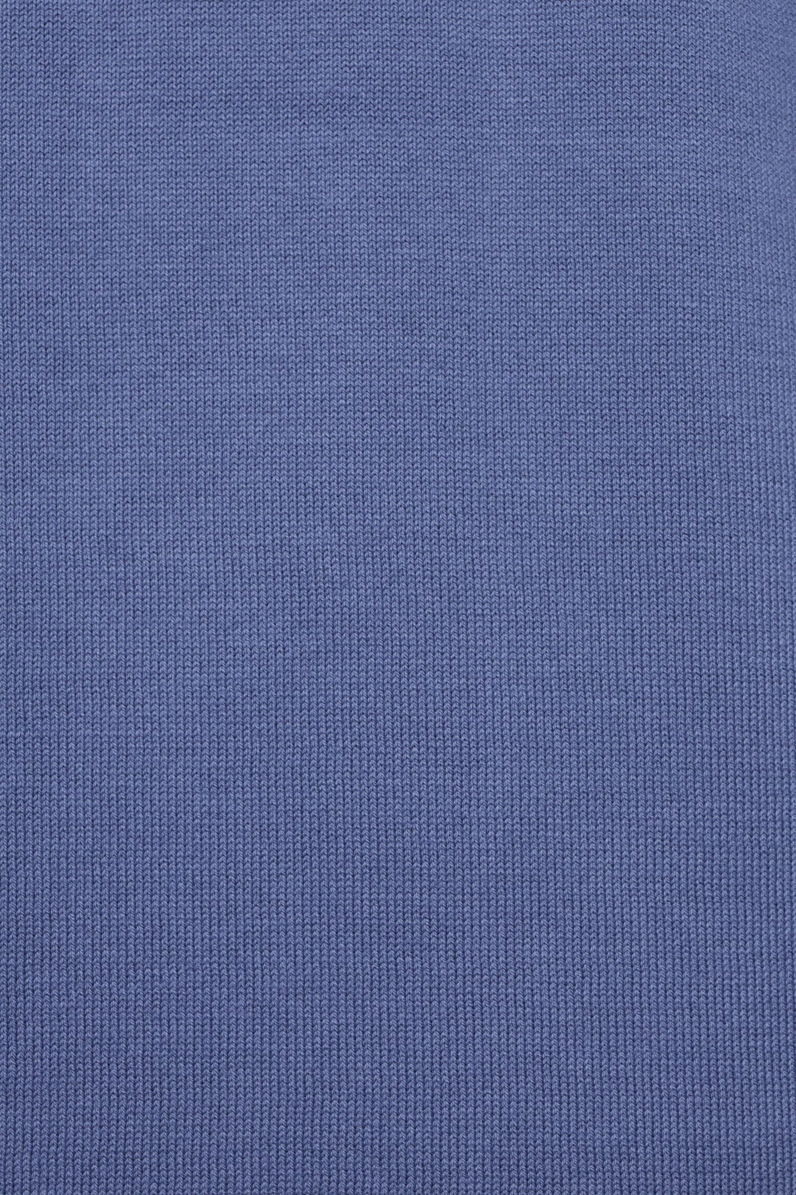 【サイズ52まであり】12G ハイゲージ ソフトコットン ソリッド クルーネック ニットTシャツ/ ブルー