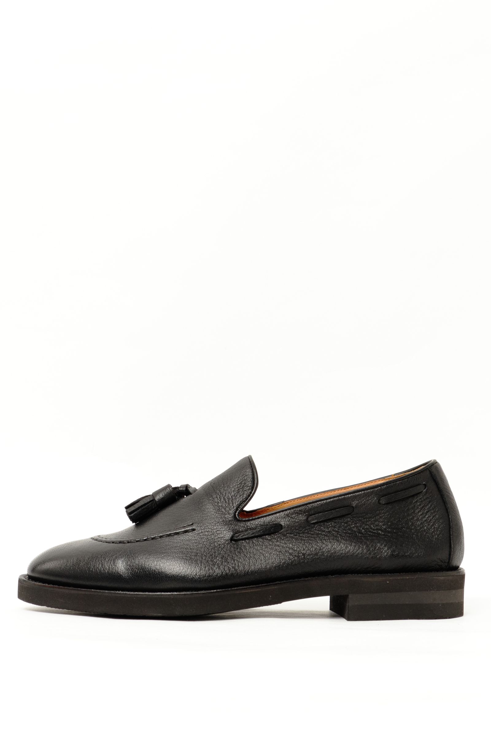 【スーパーふにゃ男】ディアスキン 鹿革 タッセルローファー シューズ 革靴 / ブラック