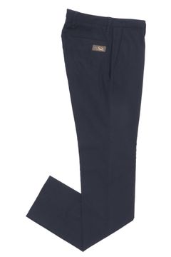 BASIC PANTS コットンライク ストレッチ ポリエステル  スリムフィット パンツ / ネイビー