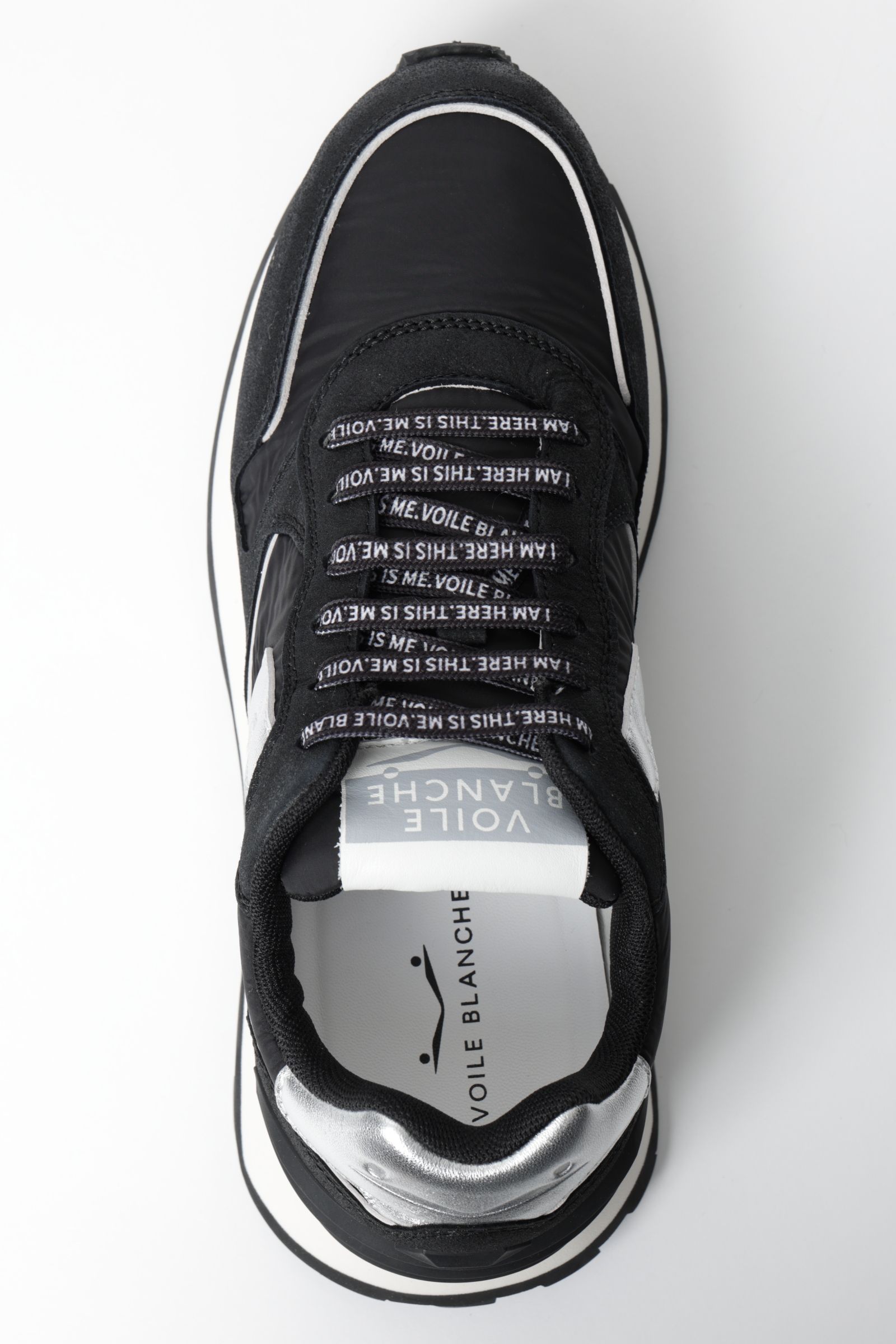 PARIS POWER ナイロン × スエード スニーカー  / ブラック × シルバー