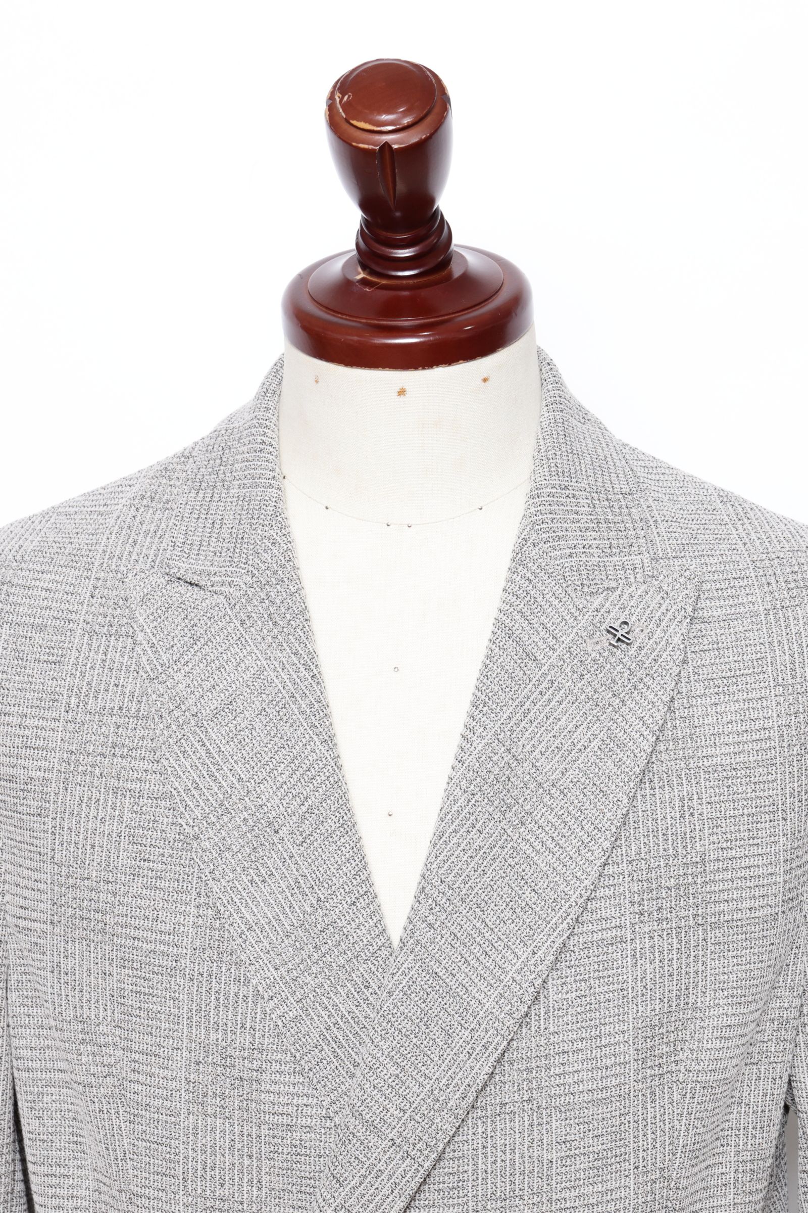 ストレッチ ジャージ シャドーチェック ダブルブレステッド ジャケット  / ベージュ