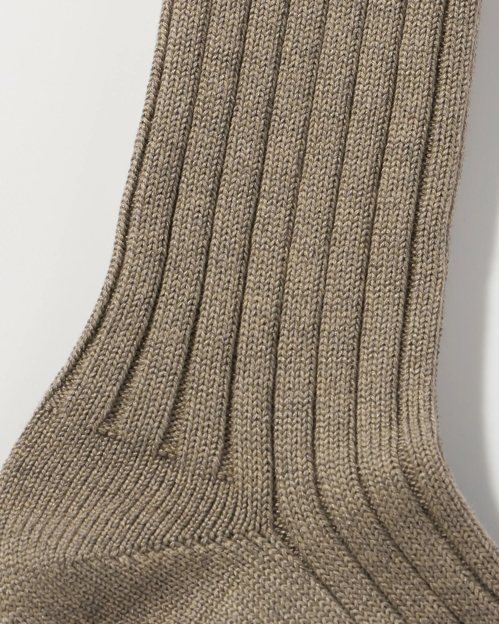 ネコポス対応(385円で発送)/ COTTON SILK  コットンシルク リブ ソックス / ブラウン