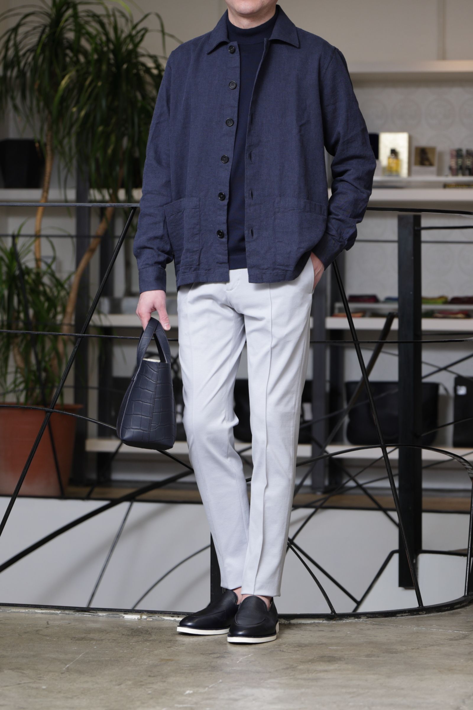 【スーパーふにゃ男】ディアスキン 鹿革 スリッポン シューズ 革靴 / ダークネイビー