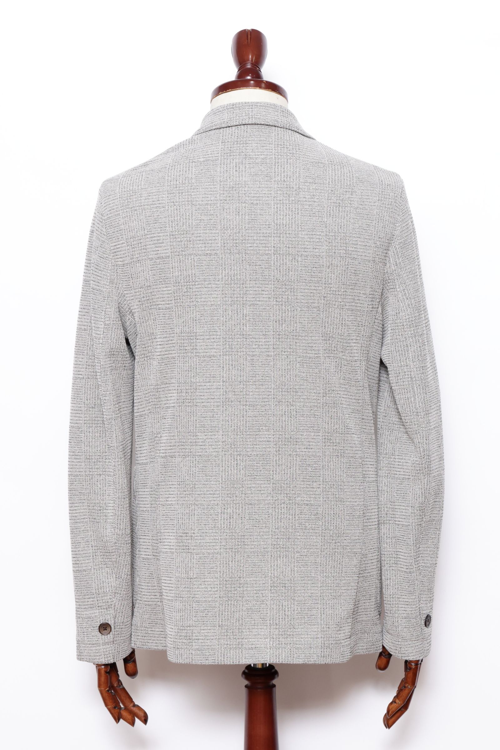 ストレッチ ジャージ シャドーチェック ダブルブレステッド ジャケット  / ベージュ