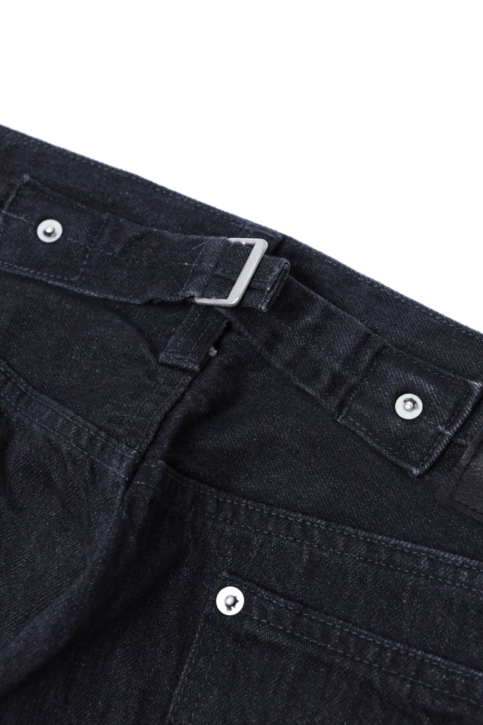 CINCH BACK BAGGY JEANS ユーズド加工 ワイド デニムパンツ / BLACK USED ブラック