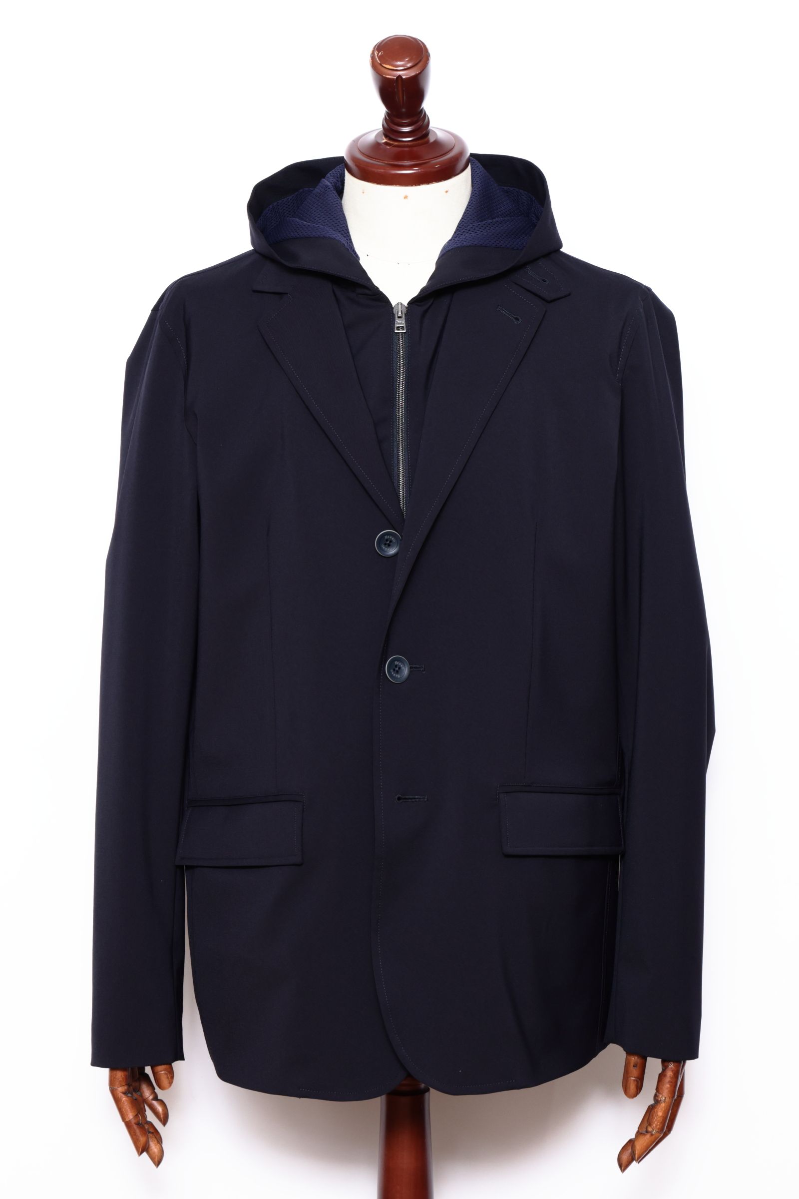 HERNO FLIGHT  テクノストレッチ  フーデッド 3B ジャケット / ネイビー 9210