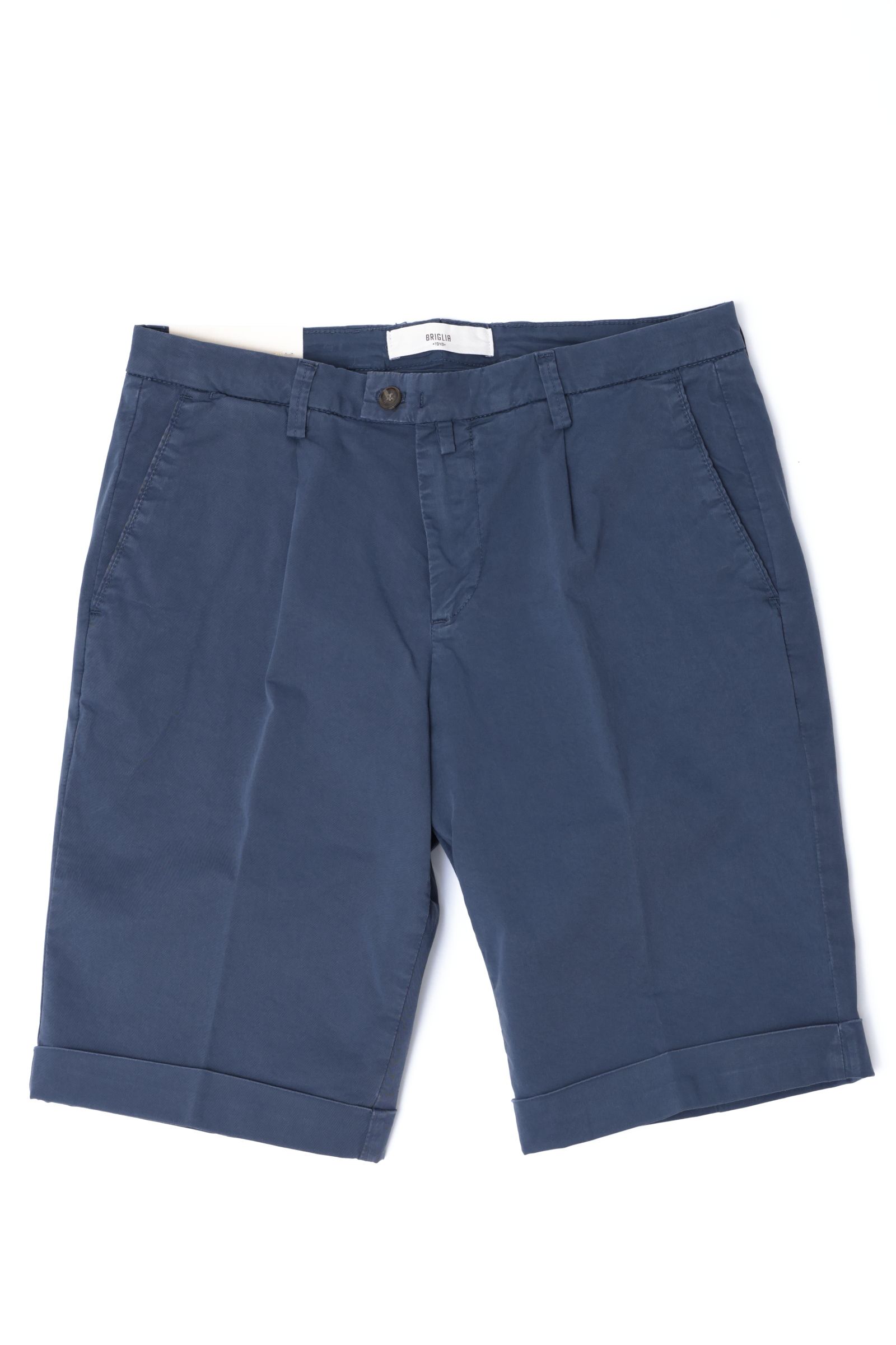 【干場さん別注】 BG101 コットンストレッチ ワンプリーツスリムショーツ  / ネイビー