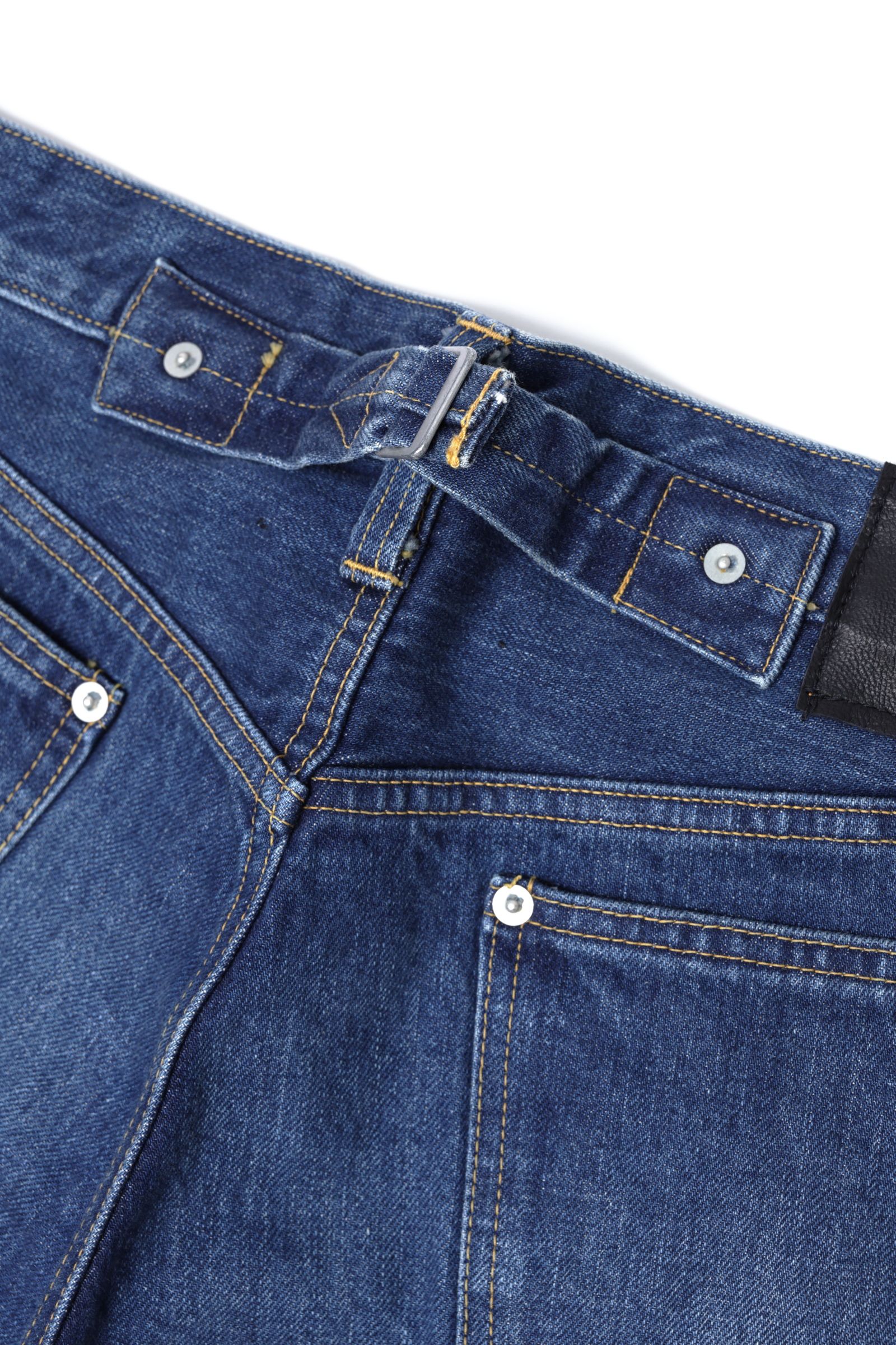 CINCH BACK BAGGY JEANS ユーズド加工 カットオフ ワイド デニムパンツ / INDIGO USED ブルー