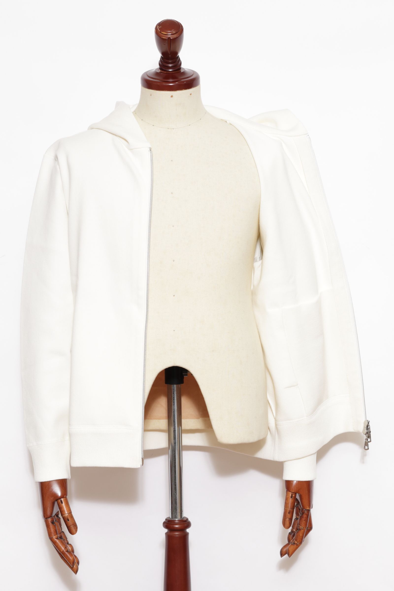 【セットアップあり】arteccoシリーズ #0418 コットン ニット ジップアップパーカー / White ホワイト