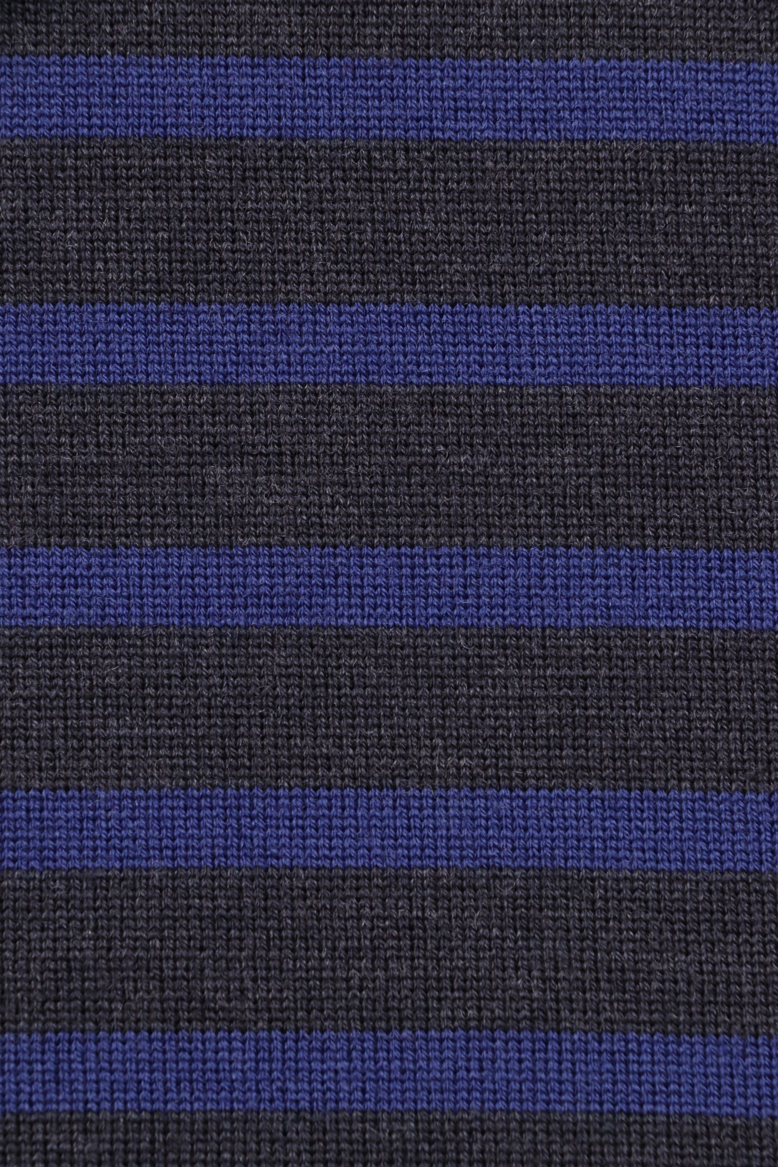 WELDON エクストラファインメリノウール 24ゲージ ボーダー ボートネック ニット / チャコールxブルー HEPBURN SMOKExLAPIS BLUE