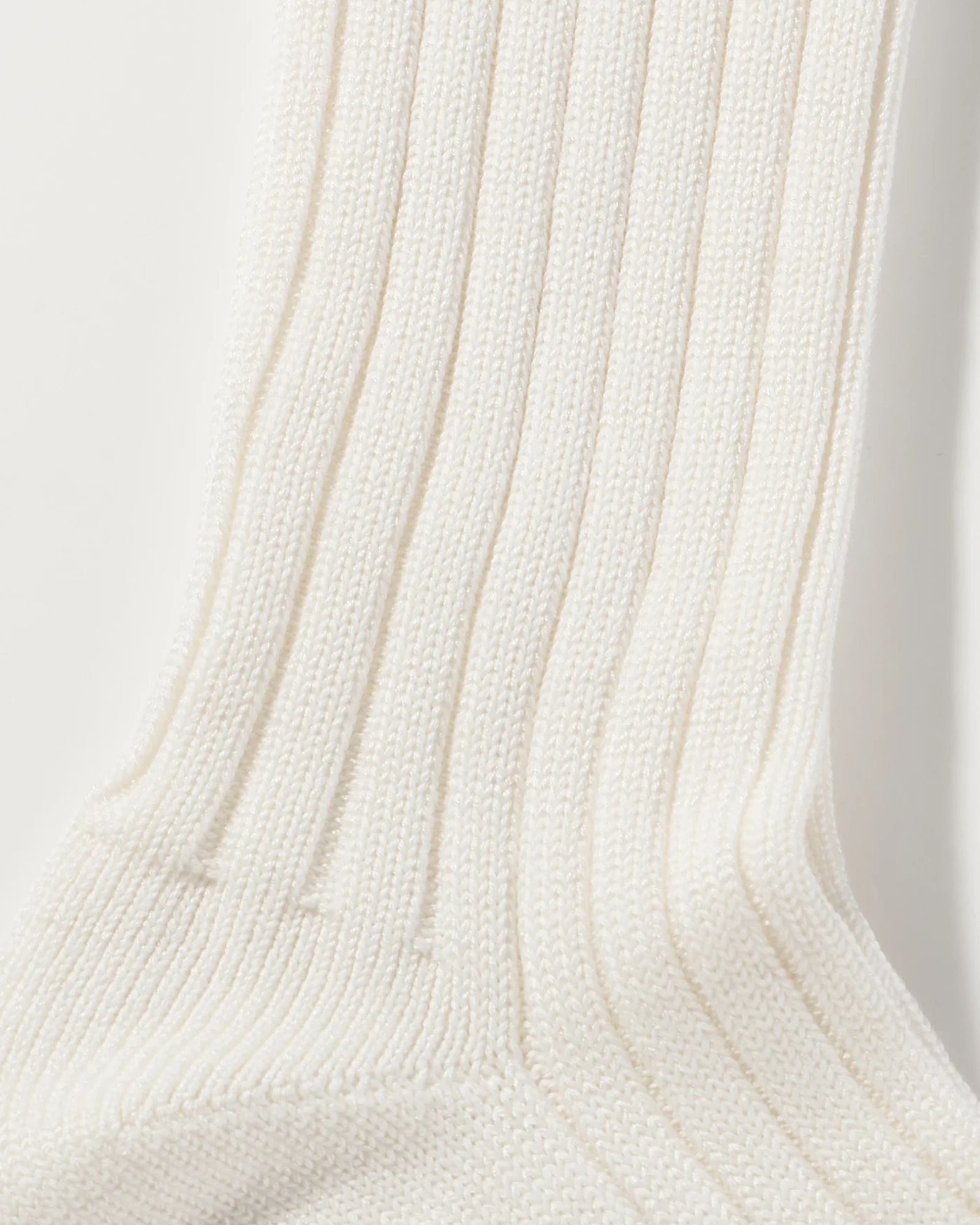 ネコポス対応(385円で発送)/ COTTON SILK  コットンシルク リブ ソックス / ホワイト