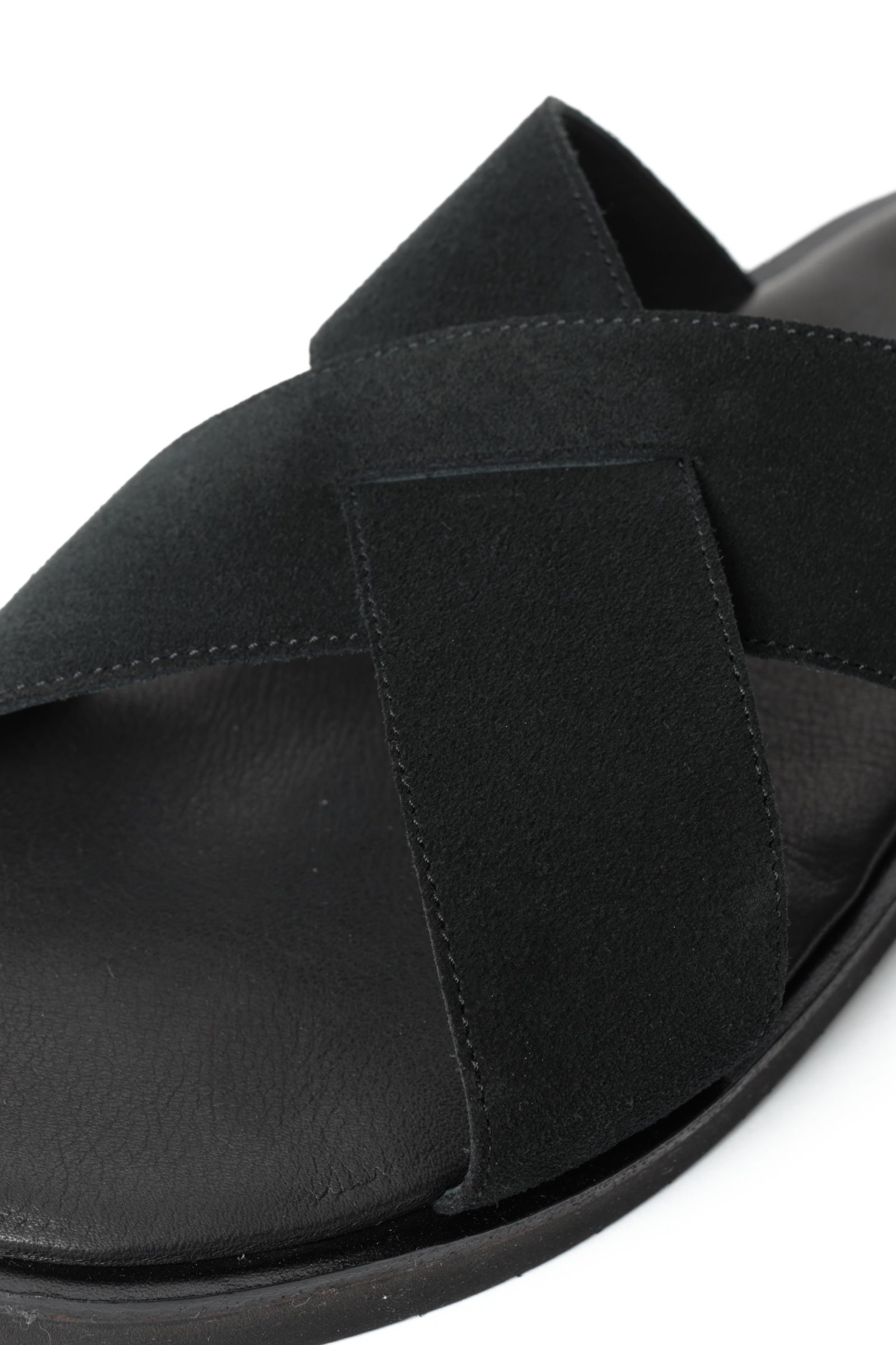 《BEKKU HOMME 完全別注》【ふにゃ男シリーズ】スーパーバック スエード クロスストラップ コンフォート レザー サンダル / ブラック