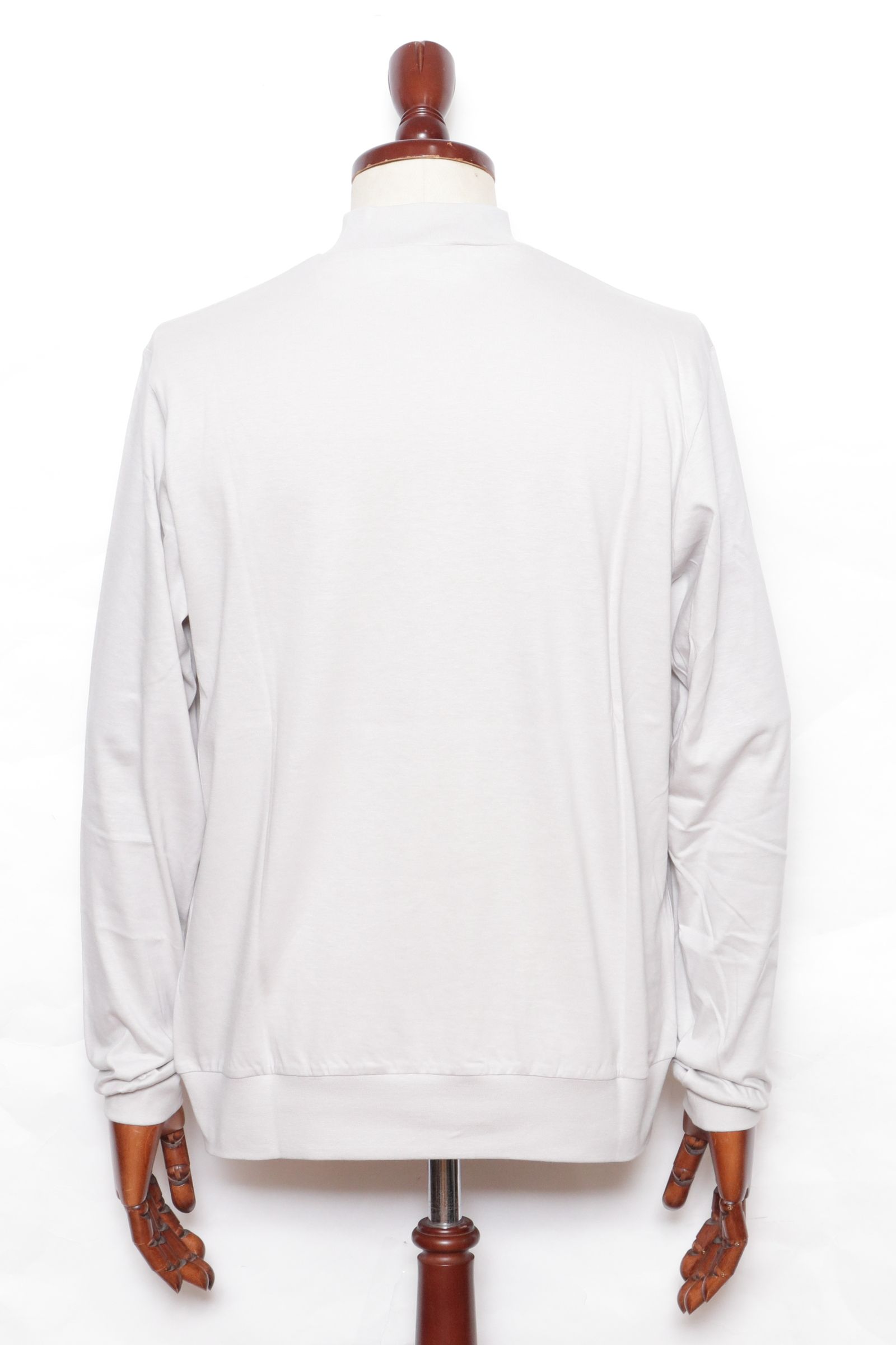 【サイズ50まで】FIANO LUNGO コットン モックネック 長袖 カットソー / アイスグレー 020