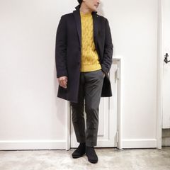 "TAGLIATORE"カシミアチェスターコートを使用した休日スタイル