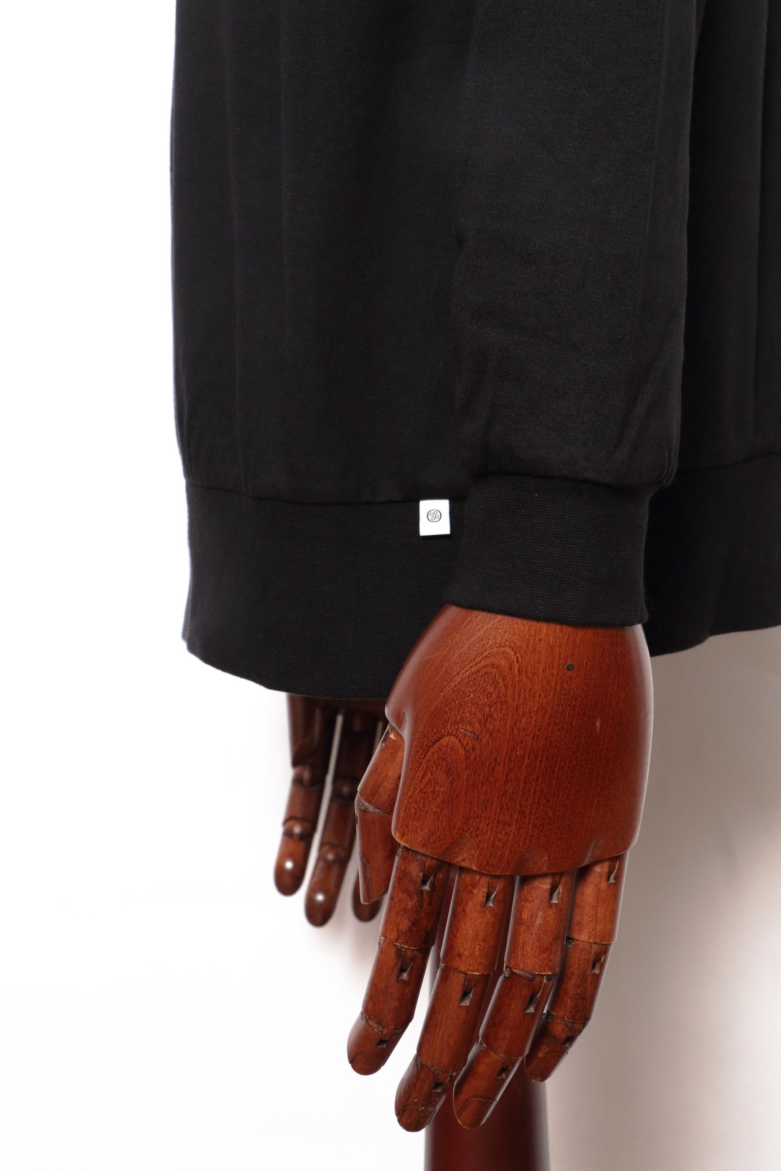 【サイズ50まで】FIANO LUNGO コットン モックネック 長袖 カットソー / ブラック