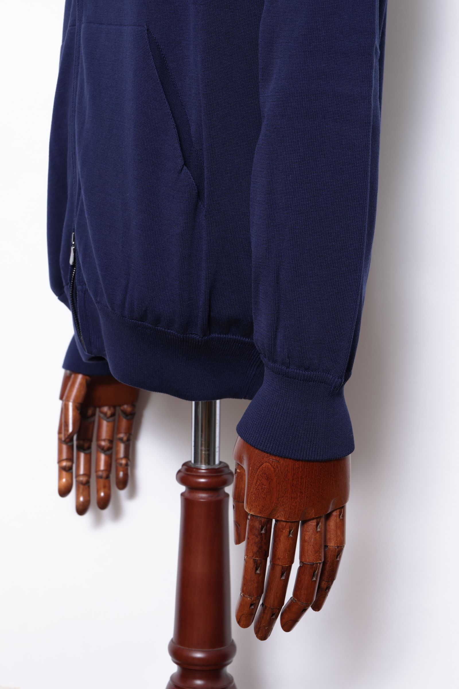 BZ1ML クレープコットン MA-1型 ジップアップニット / ネイビー 0880