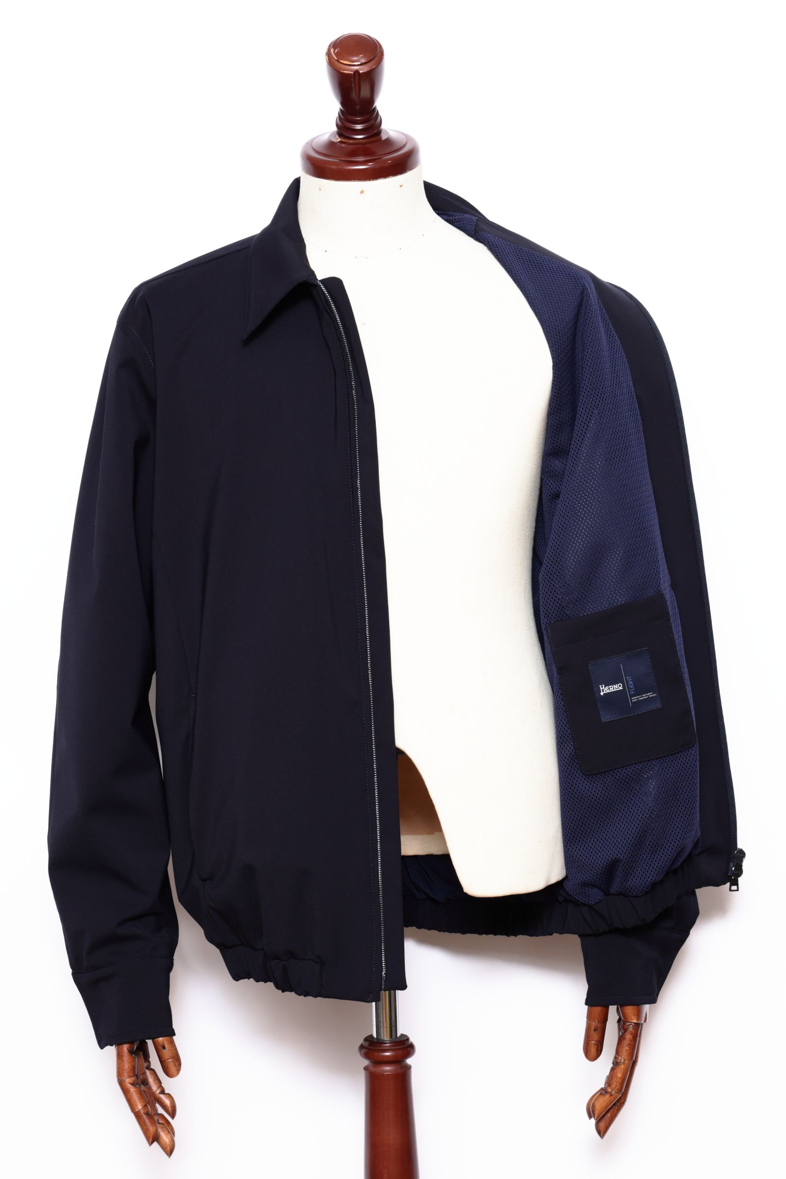 HERNO FLIGHT  撥水ウール調ポリエステル パッカブル ジップブルゾン / ネイビー 9210
