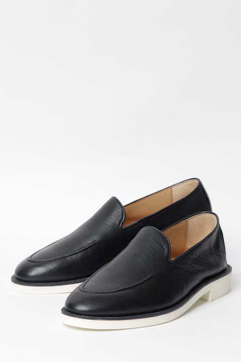 【スーパーふにゃ男】ディアスキン 鹿革 スリッポン シューズ 革靴 / ダークネイビー