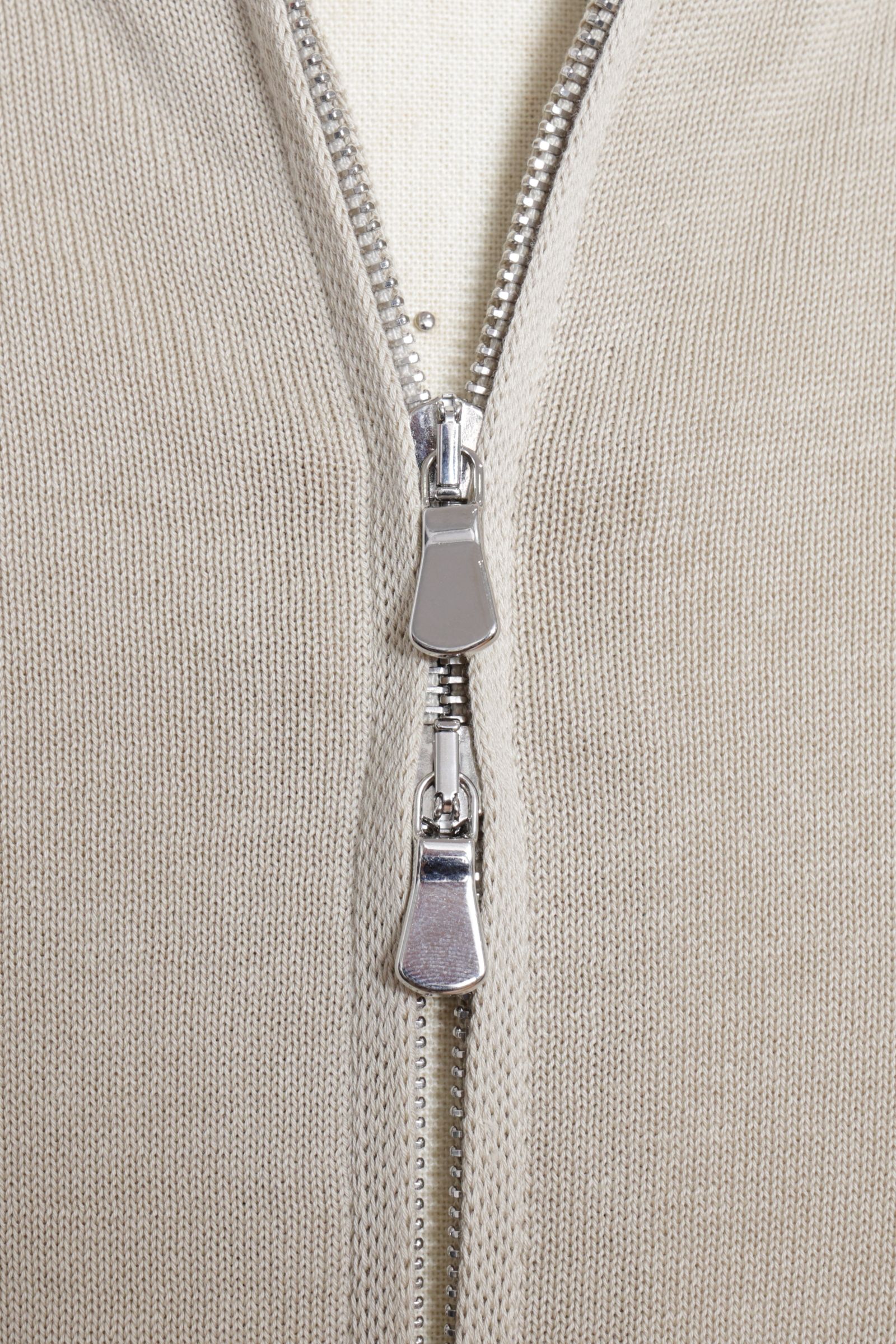 BZ1ML クレープコットン MA-1型 ジップアップニット / ベージュ 0040