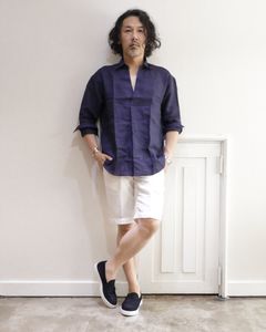 COLONY CLOTHING コロニークロージング リネンカプリシャツを使用したリゾート風コーデ