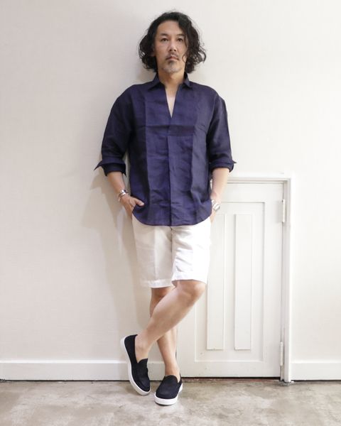 COLONY CLOTHING コロニークロージング リネンカプリシャツを使用したリゾート風コーデ