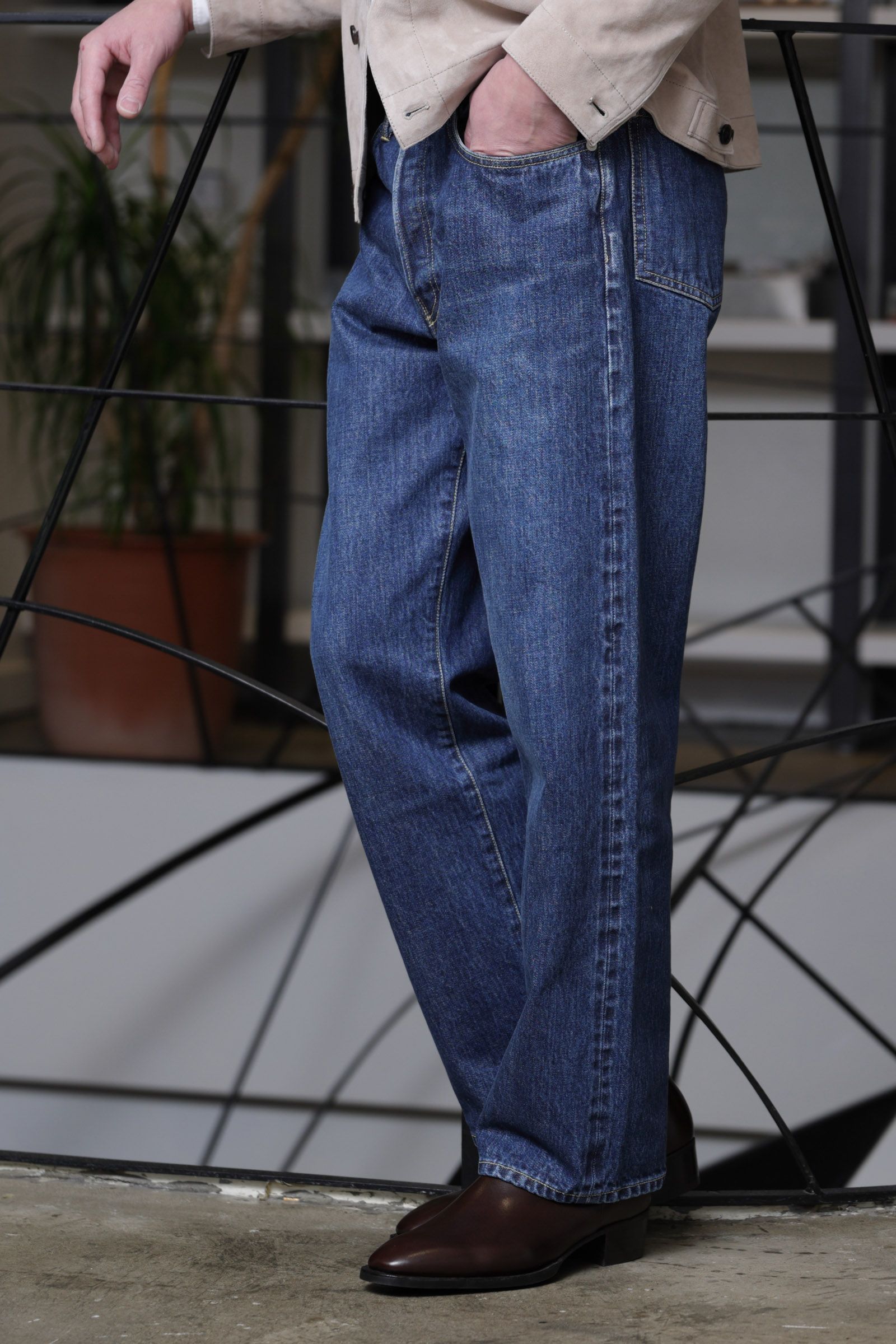 SVNDE ユーズド加工 ワイド デニムパンツ / INDIGO USED ブルー