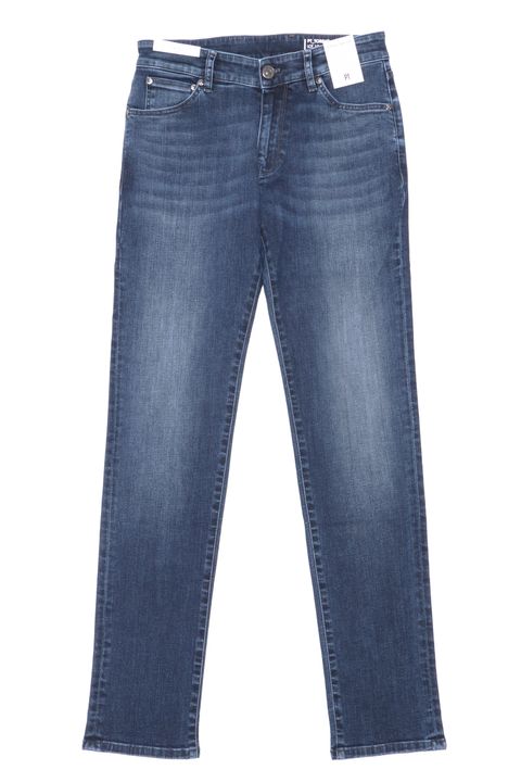SWING / SUPERSLIM FIT コットン ポリエステル ストレッチ ダークウォッシュド デニムパンツ / ダークインディゴ