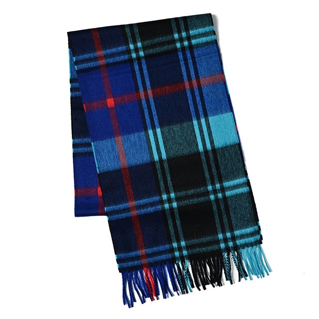 CPG52476 カシミア プライマリー ブラックウォッチ チェック ストール 30 x 180 / ターコイズ コバルト